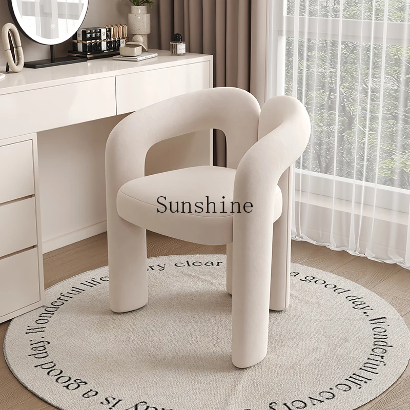 

Cream wind backrest small apartment household bedroom modern simple wind matte fleece dressing chair stool