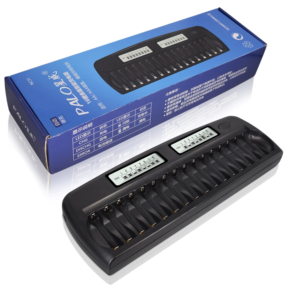 PALO 12/16 Slots 1.2V Ni-MH Ni-CD AA AAA Rechargeable Battery Charger LCD Display Fast Smart Charger for LR6 LR3 Batteries