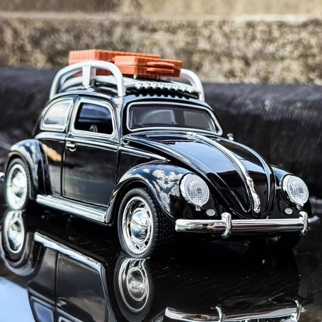 

1:32 Beetle Travel Version, классическая модель автомобиля из сплава, литье под давлением, металлические ретро-мобили, модель автомобиля, имитация звука и света, подарки для детей