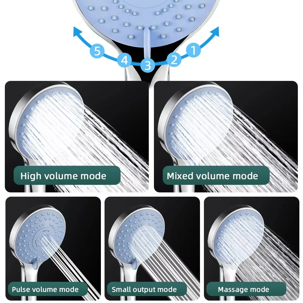 Насадка для душа под давлением для ванной комнаты, аксессуары для ванной комнаты, большая емкость воды, 5 моделей, универсальная адаптация, экономия