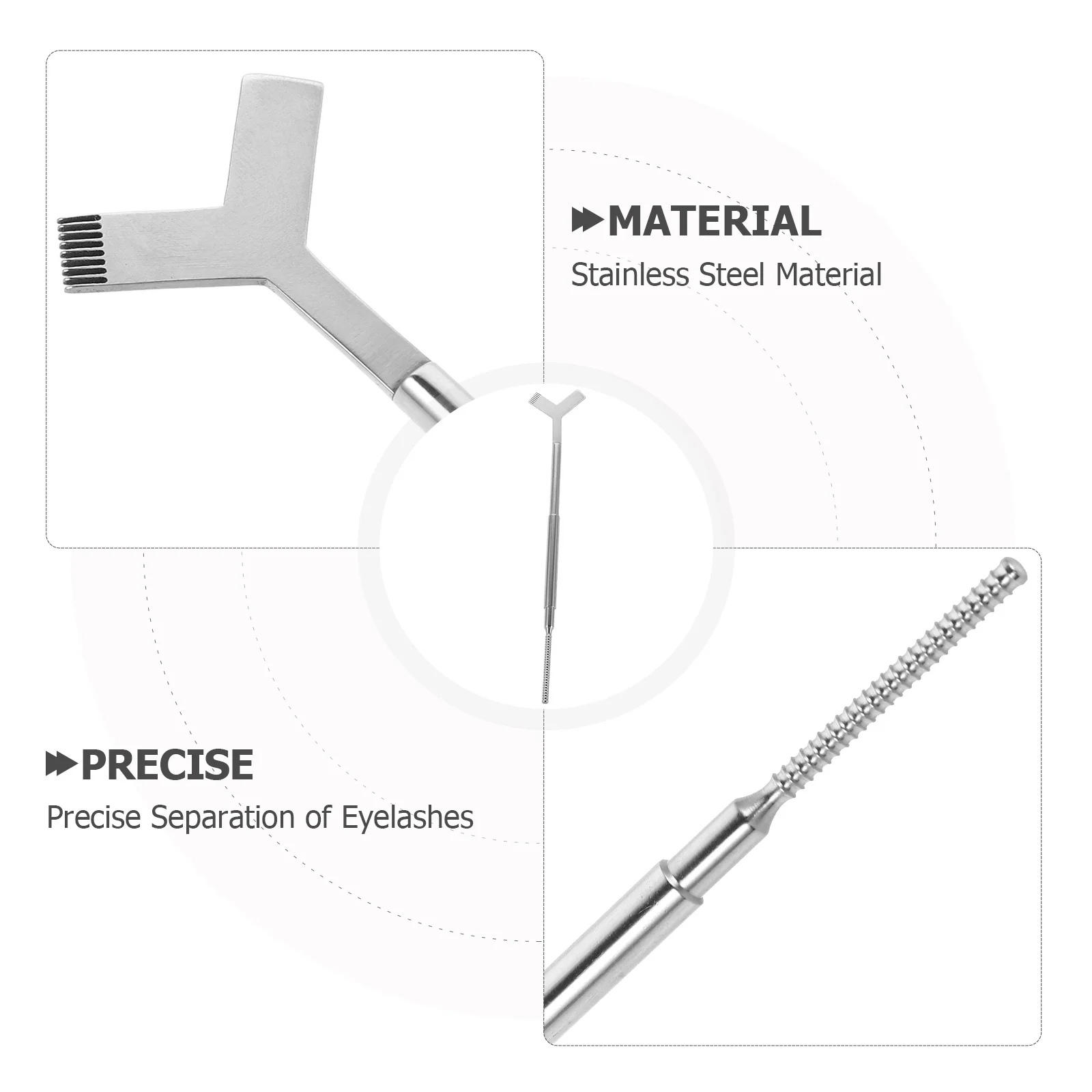 Set di strumenti per ciglia in acciaio inossidabile Spazzola a forma di Y Separatore per ciglia Pettine Bastone di sollevamento per arricciatura gratuita per uso domestico professionale