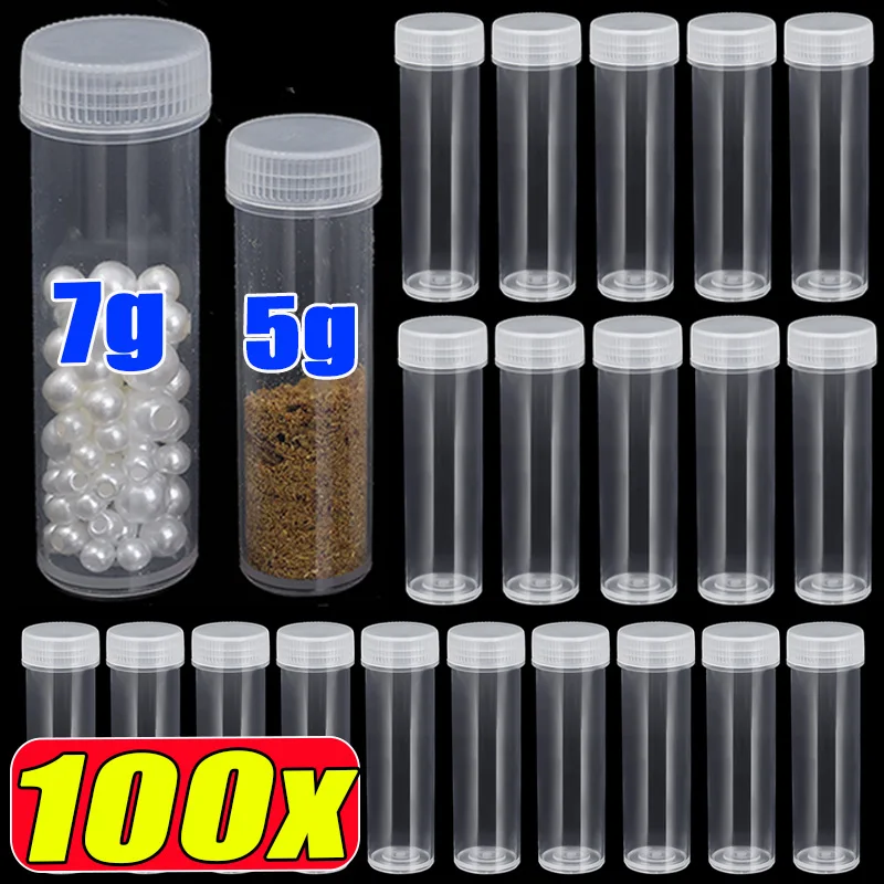 

10/100pcs Plastic Transparent Small Portioned Bottle Sample Refillable Bottles Medicine Pill Capsule Bottles Jewelry Accessories