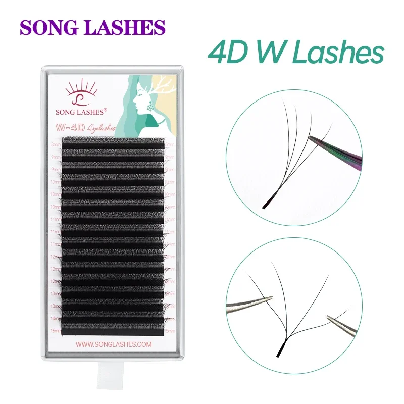 SONG LASHES 16 Rows 3D W Rows False Eyelash Extension Lashes Pure Darker Black Women Cosmetic Makeup Tools and Supplies