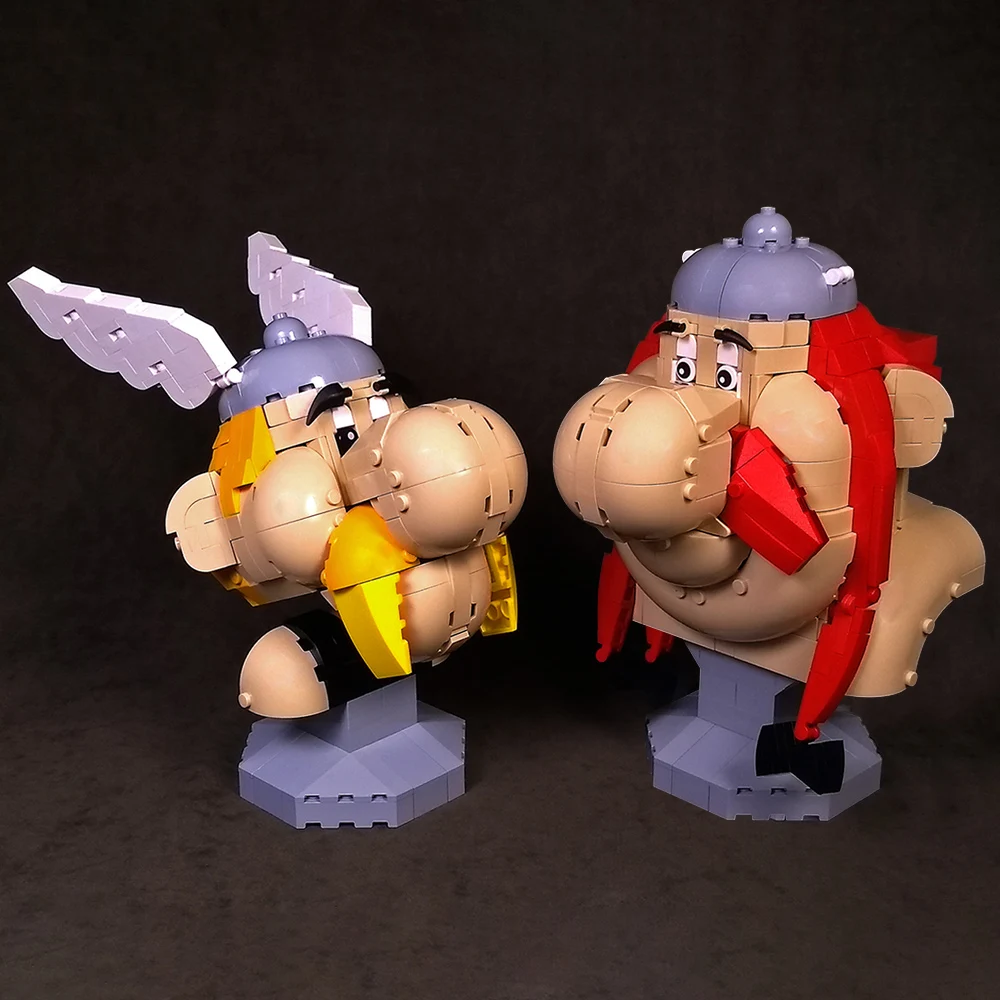 

Moc 2-in-1 Iconic Comic Figures Asterixs And Obelixs Helmet Model Building Block Set Creative Bust Toys for Children Gifts