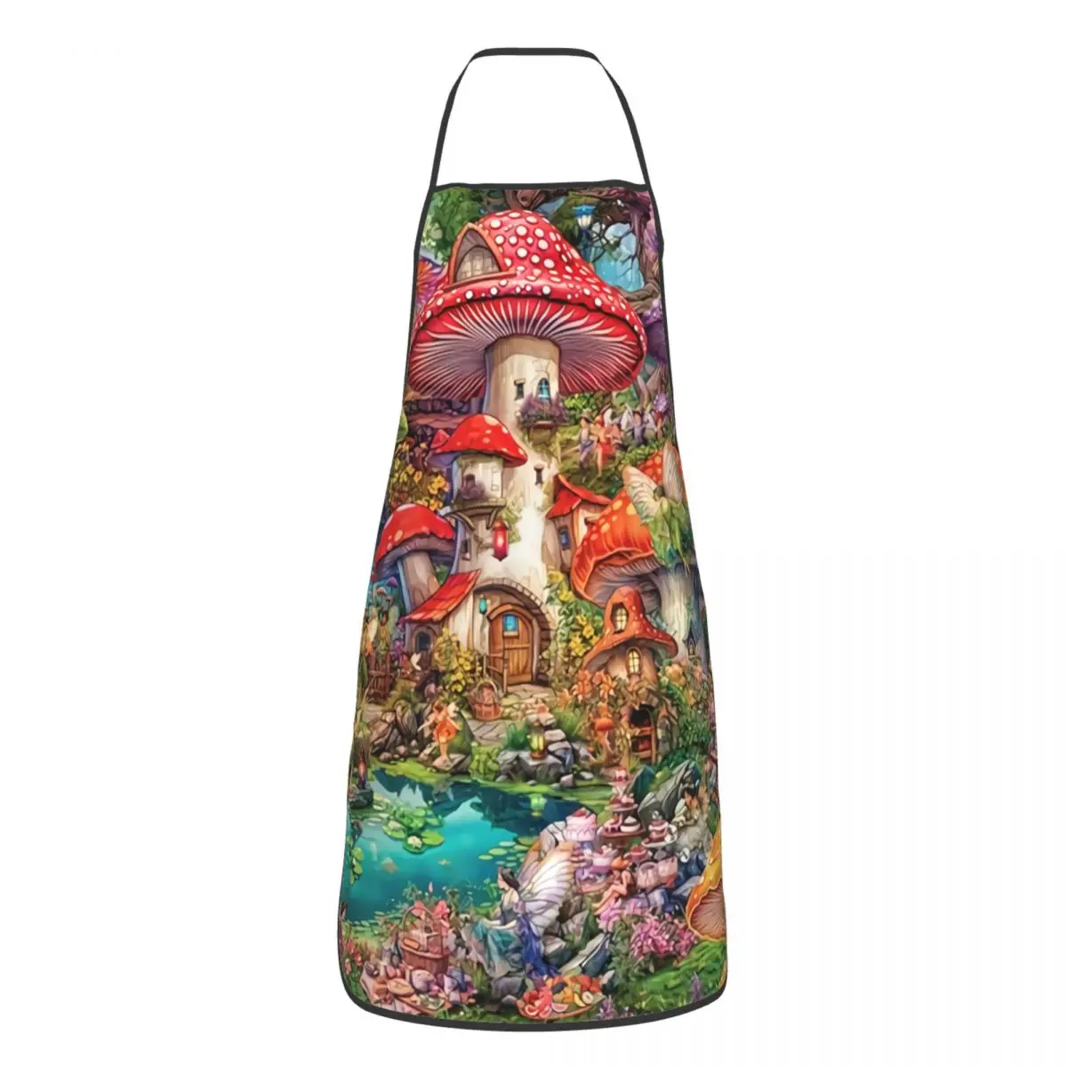 Custom Merry Mushroom Village Picnic Funny Apron Women Men Adult Unisex  Chef Bib Tablier Cuisine Cooking Baking Gardening