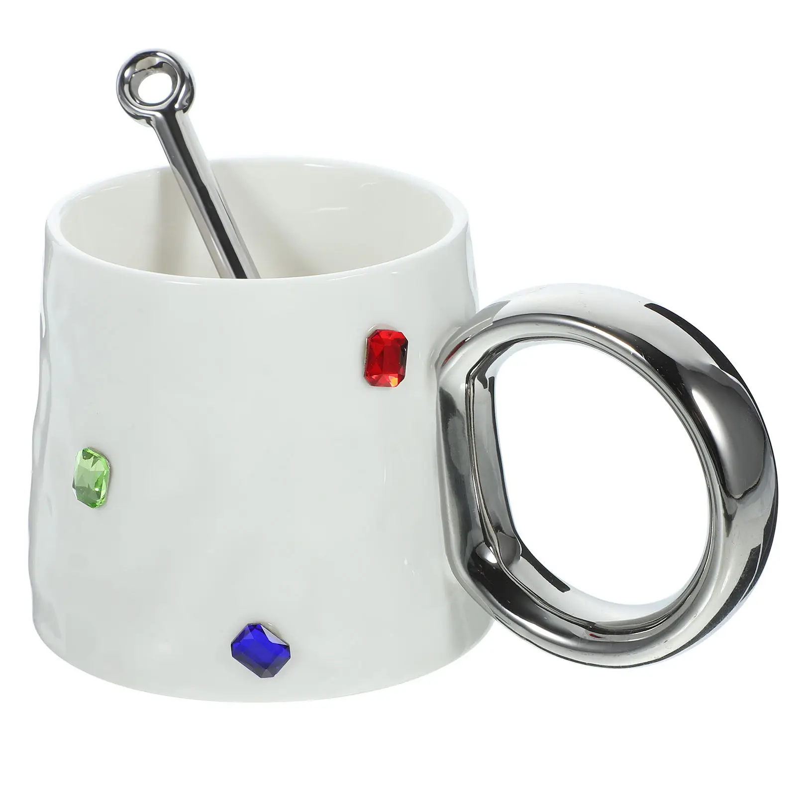 Ceramic Mug with Spoon Large Capacity Smooth Surface Easy Clean Stylish Home Office Dorm Restaurant Daily Use Coffee Tea Water