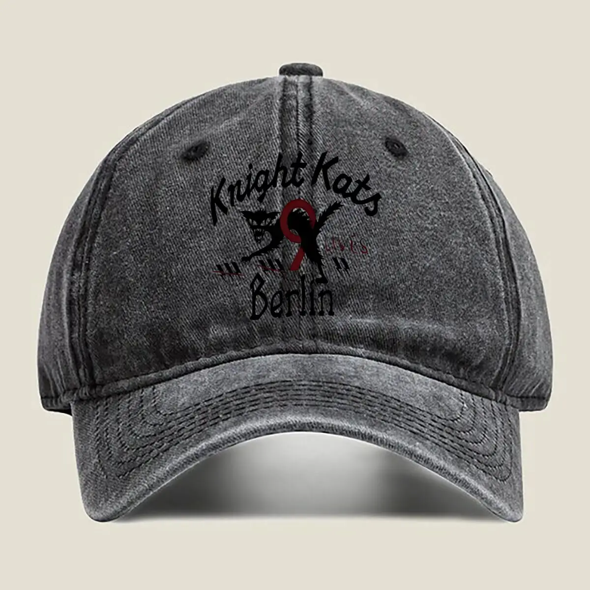 

Knight Kats Berlin - Themed Cat Graphic Art Washed Baseball Cap