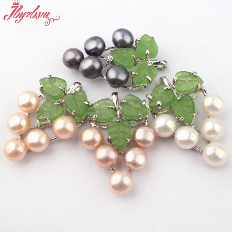 8mm Round Freshwater Pearl Grape Elegant Necklace Charm Pendant 25x30mm Exquisite Jewelry for Women Party Anniversary Gift