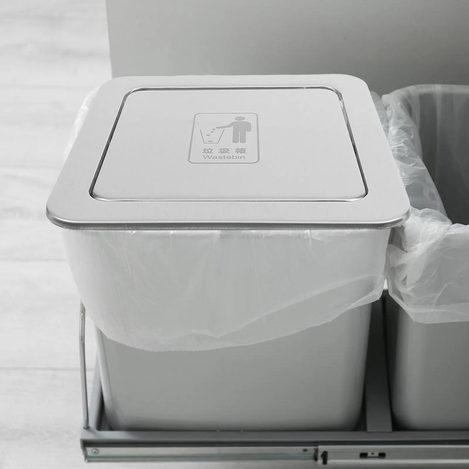 

Квадратная встраиваемая крышка для мусорного ведра из нержавеющей стали с откидной крышкой для кухонной и ванной раковины, встроенный откидной клапан для мусорного бака