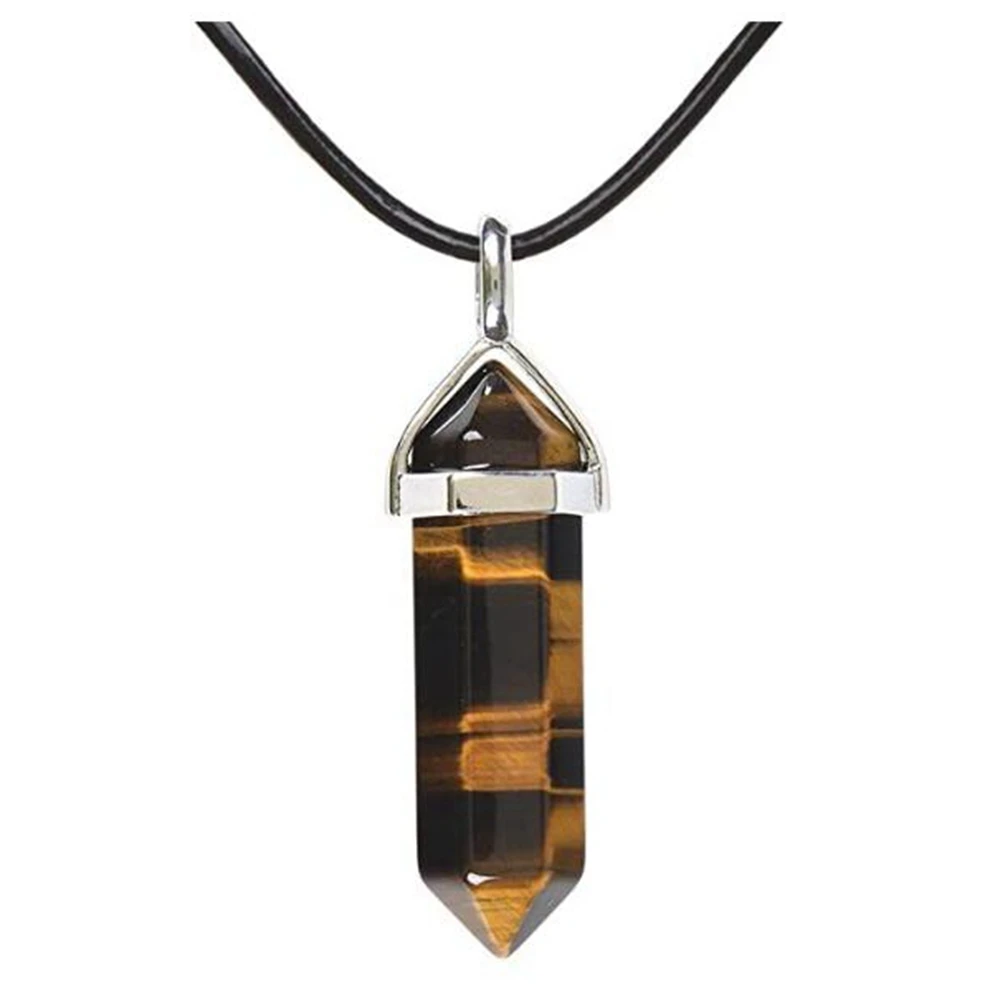 JOYA GIFT Hexagonal Pointed Reiki Chakra Stone Pendant Necklace Women Girl  Jewelry 18inch Chain chunky Pendants