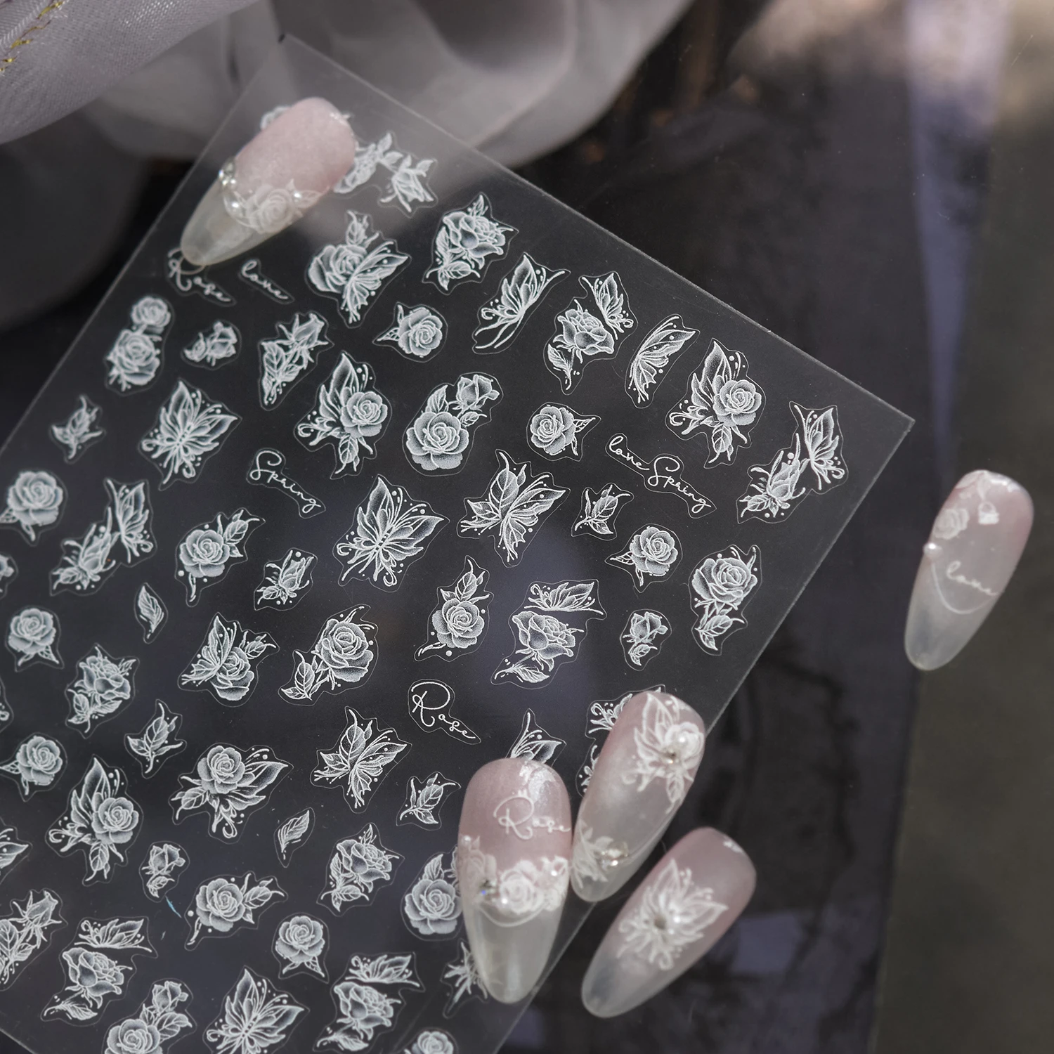 1 قطعة ملصقات الأظافر النمط الصيني مسمار الفن لوازم 5D زهرة مسمار الملحقات زهر الكرز لوتس ملصق أجزاء الأظافر #4