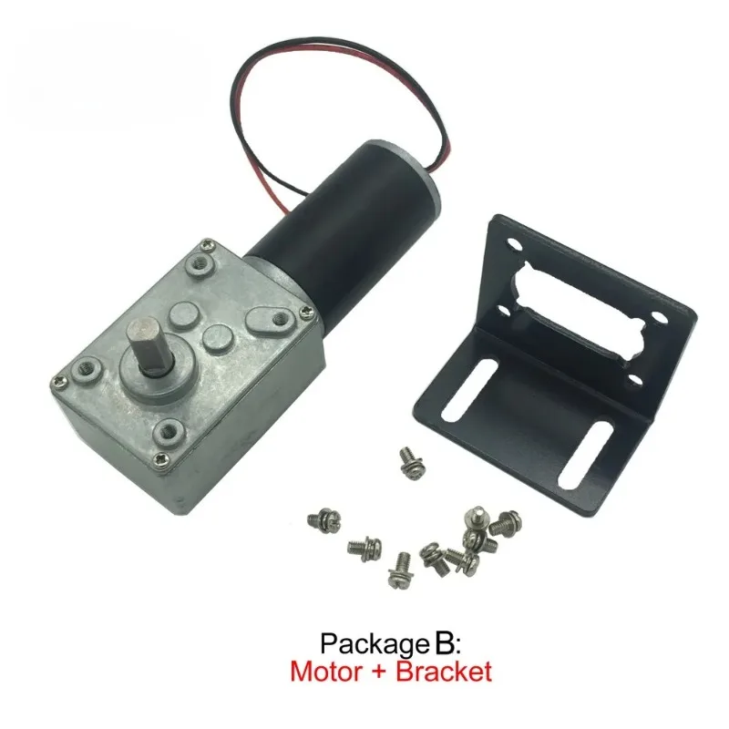 Worm Gear Motor 12V 24V Reversed 12-470rpm DC Motor High Torque 3.4-70kg Self-Lock For Curtain Machine Customized Home Equipment