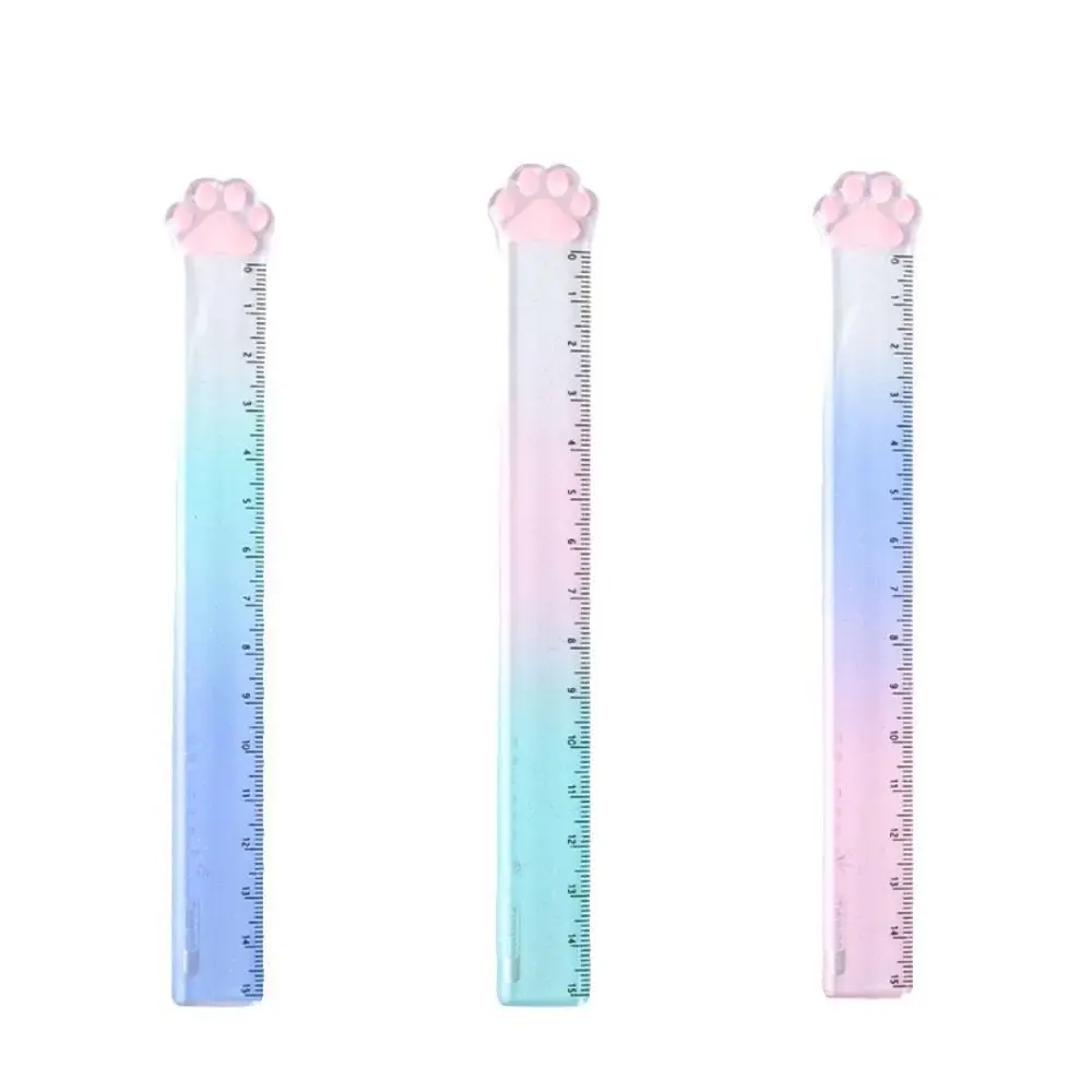 Cute Cat Paw Design Rulers 15cm Straight Ruler Measures Clear Precise For Math Drafting Stationery