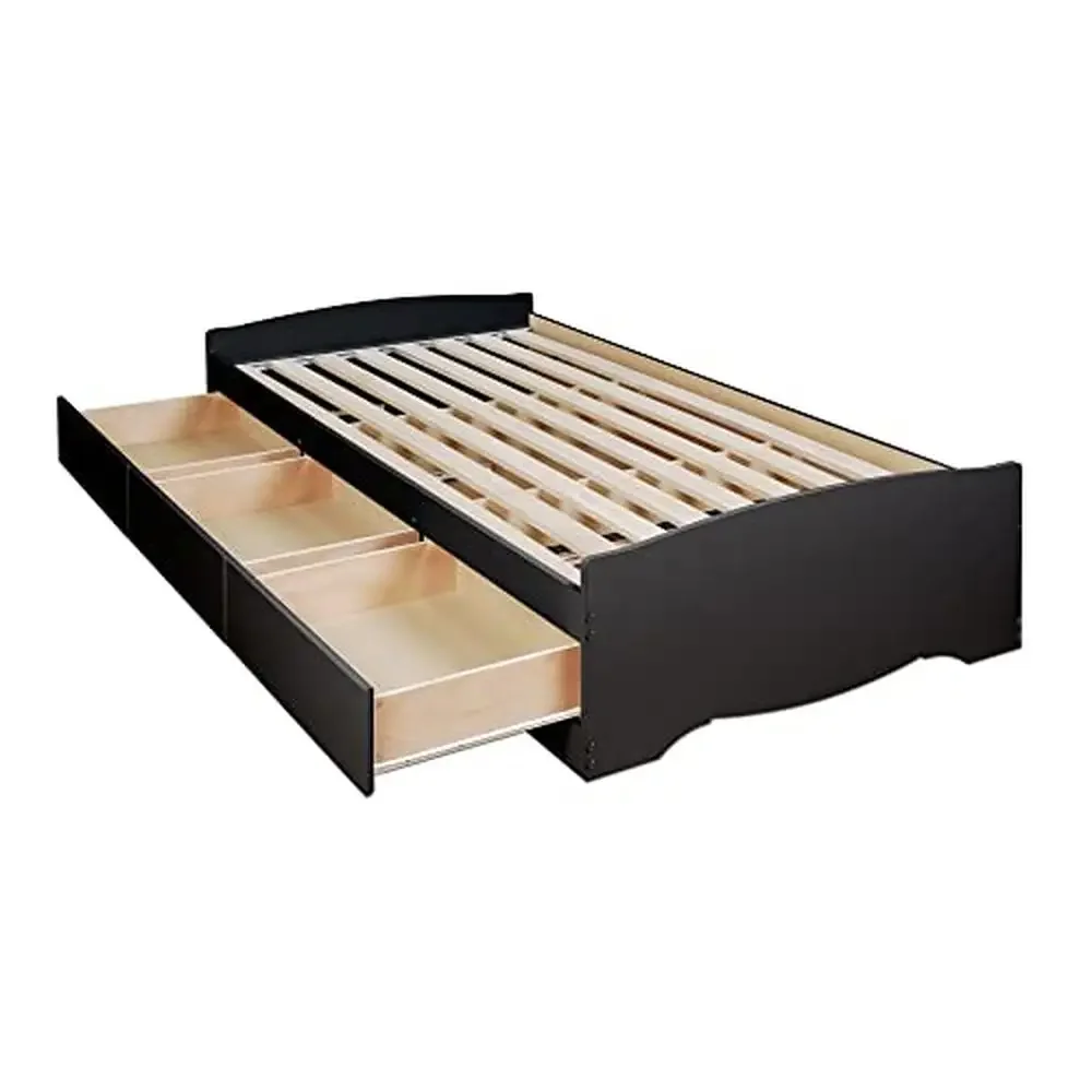 Contemporary Twin Platform Storage Bed 3 Drawer 76.5