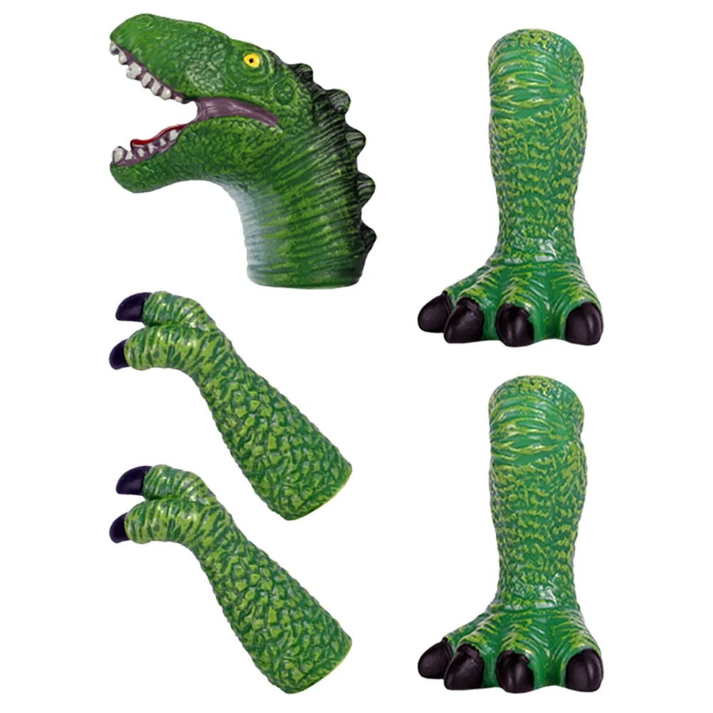 Puppet Dinosaur Hand Toy Finger Toddlers with Feet Animal Puppets Talking Story Green Parent-child