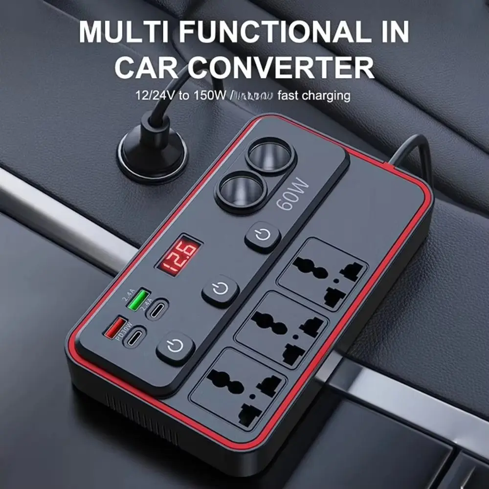 Multi-Port Charging Car Power Inverter Fast Charging Independent Switch Control Vehicle Power Inverter Stable Voltage Output