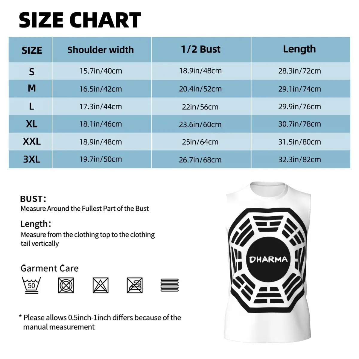 The Dharma Initiative Men Printed Sleeveless T-shirt Casual Hip Hop Street Style Beach Holiday Tank Tops