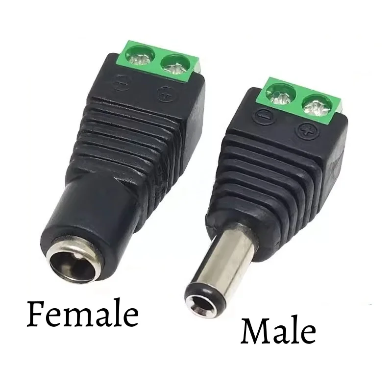 10pcs Solderless DC Power Jack/Plug 5.5×2.1/2.5mm 12V Adapter for Security Camera CCTV Monitoring System Male/Female New