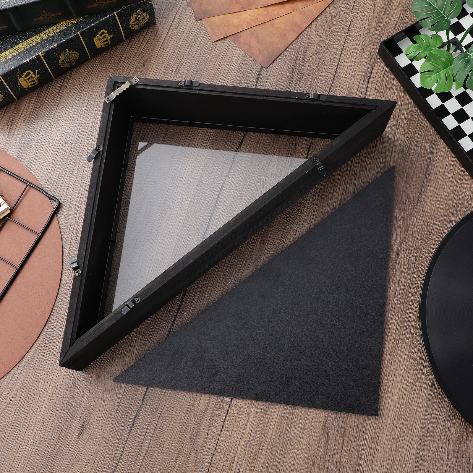

Wooden Flag Storage Box Triangle Design Wood Flag Container For Home Decor Display With Protective Cover