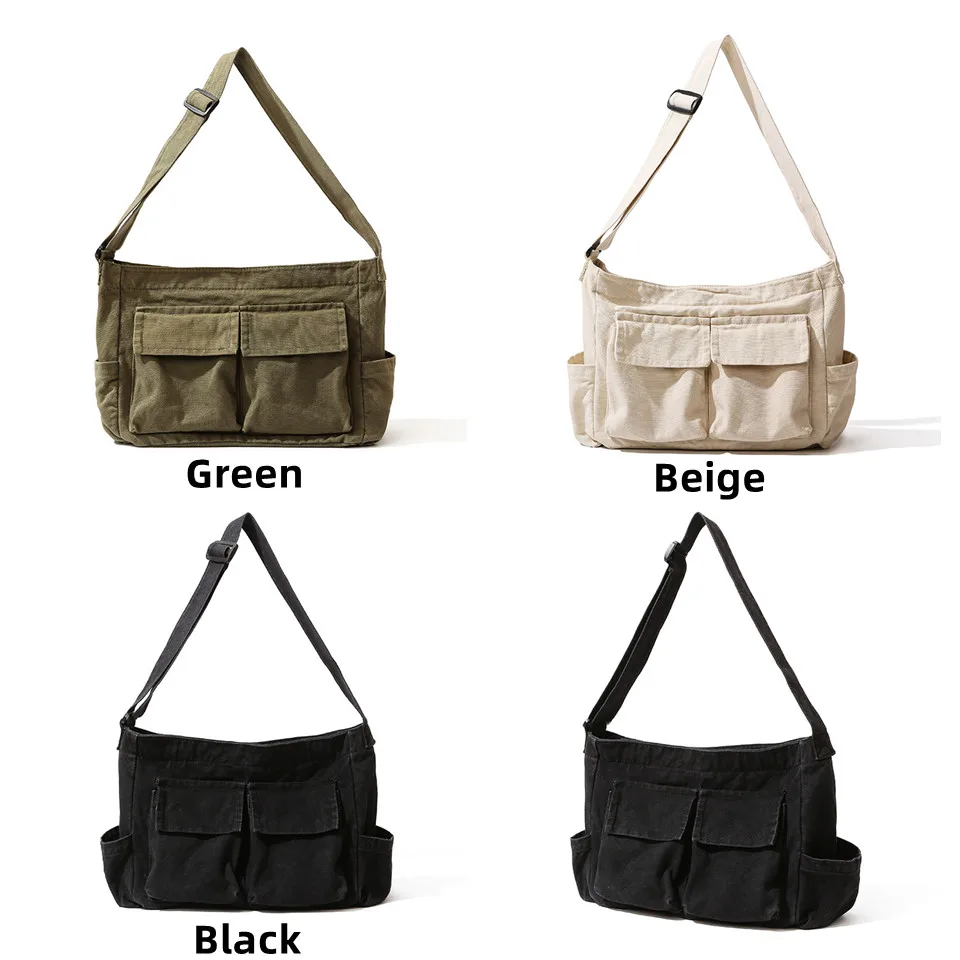 Women Canvas Shopping Bag Travel Shoulder Top-handle Bags Large Capacity Travel Crossbody Bag Tote Handbag