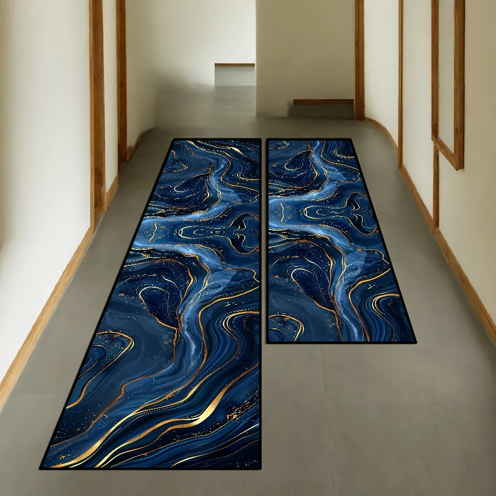 

VIKAMA Navy Blue Luxury Runner Rug Stylish Hallway & Meeting Room Long Rug Laundry Room Carpet Home Decor