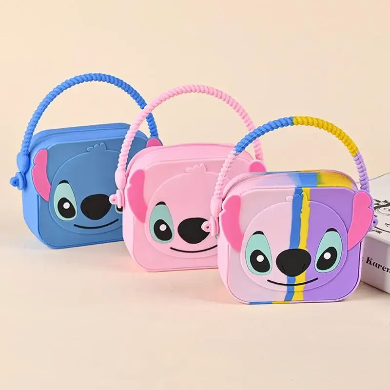 Disney Stitch Coin Purse Miniso Anime Cartoon Cute Stitch Silica Gel Bluetooth Headset Messenger Bag Girls Holiday Gifts