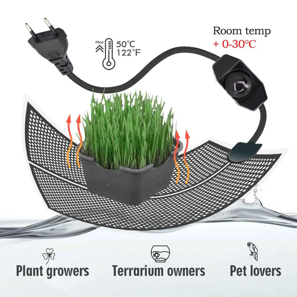 5/7/14/20W Reptile Heat Mat Plants Heating Pad Temperature Control Indoor Garden Greenhouse Seedling Aquarium Terrarium Heater