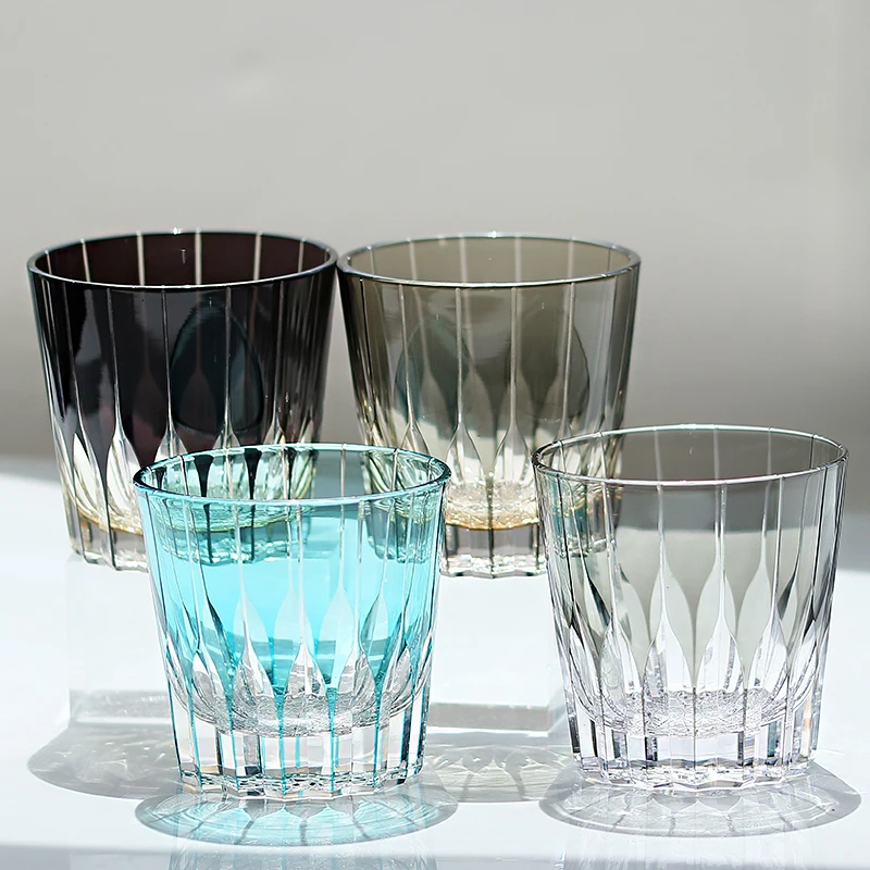 Vaso de Whisky de Cristal Multicolor, Estilo Japonés Edo Kiriko, para Beber Bourbon, 320 ml, con Caja de Regalo