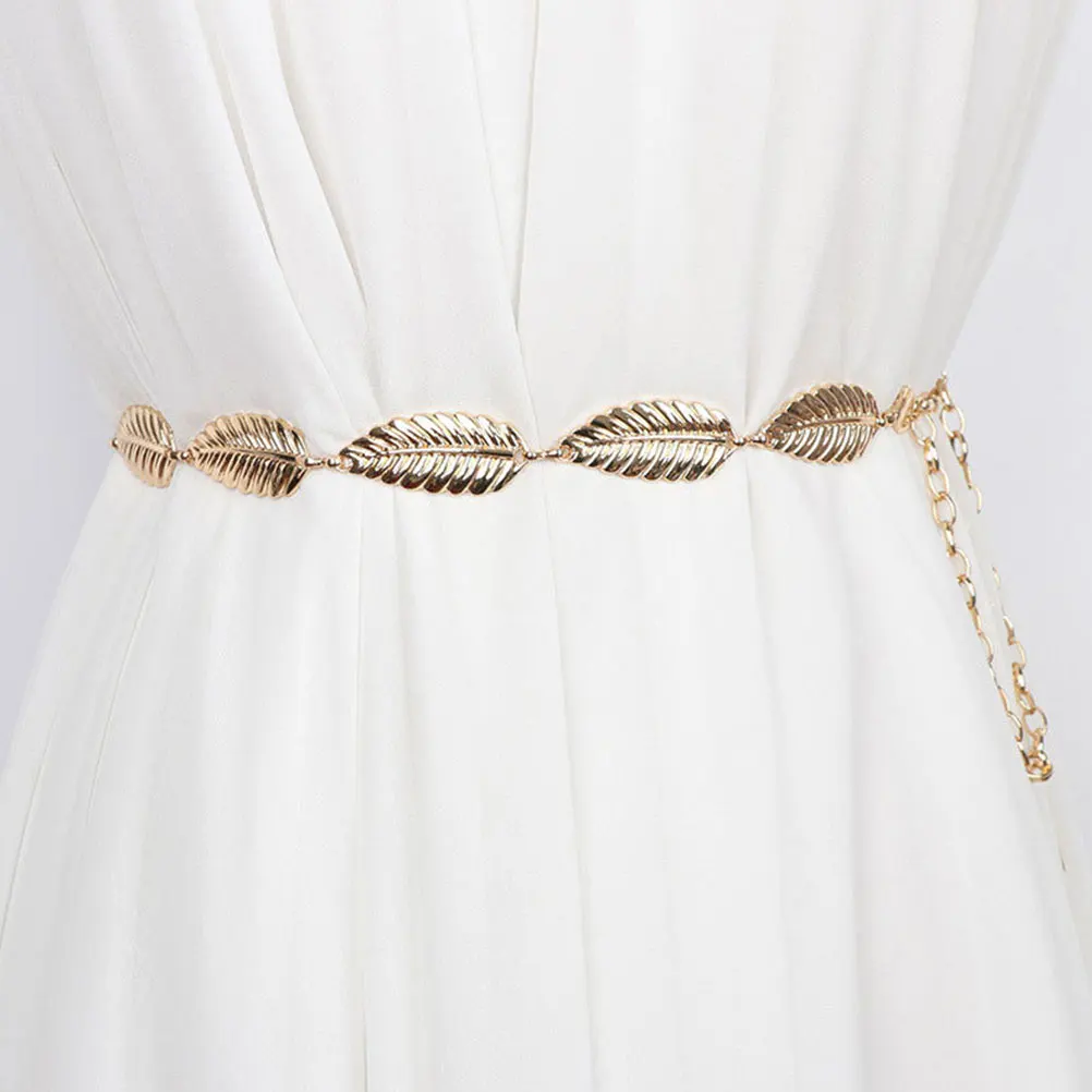 

Metal Leaf Waist Chain Belly Chains Adjustable Summer for Decor Dancing Belt Women