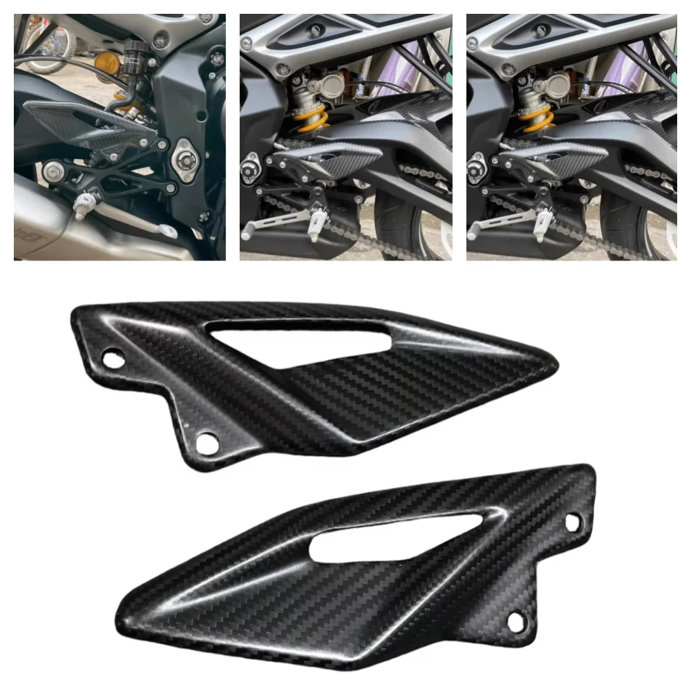 

Для Triumph Street Triple 660 765 R RS 2016-2024 аксессуары для мотоциклов из настоящего углеродного волокна, обтекатель, защита пятки, пластины, подставки для ног