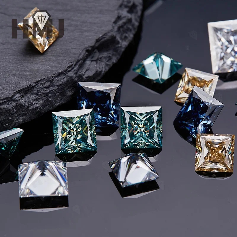 Großhandel Moissanit Princess Cut Schwarz D-Farbe mit Zertifikat Hochwertige Schmuckherstellungsmaterialien Geburtstagsgeschenke DIY-Perlen – Detail 6