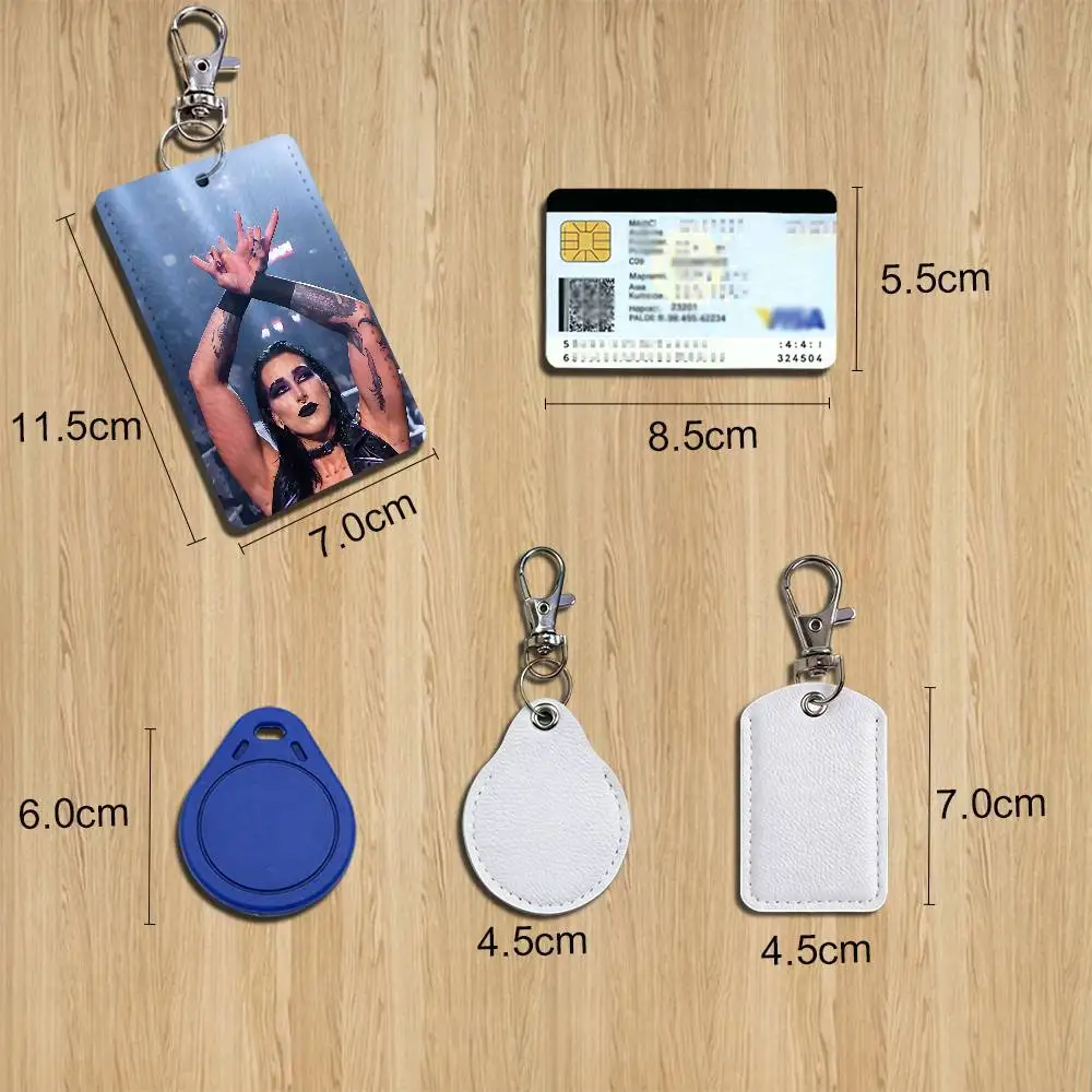 Mami black Rhea Ripley Cartoon Singer Anime Card Keychain Fashion Pendant Bag ID Door Card Case Bus Card Cute Adult