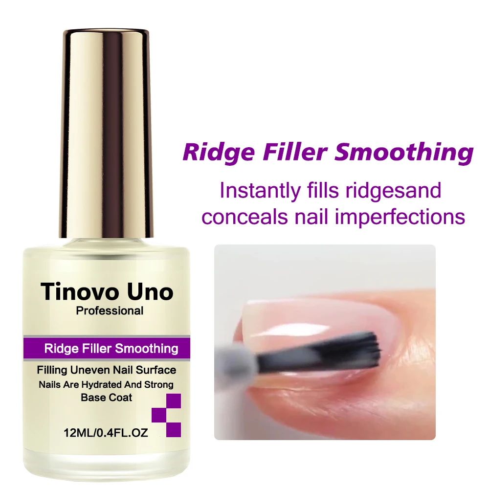 Tinovo Uno Protein Base Coat Ridge Filler Smoothing Nail Growth Hardener Formula For Manicure Repair Nails Fast Dry Keratin Base