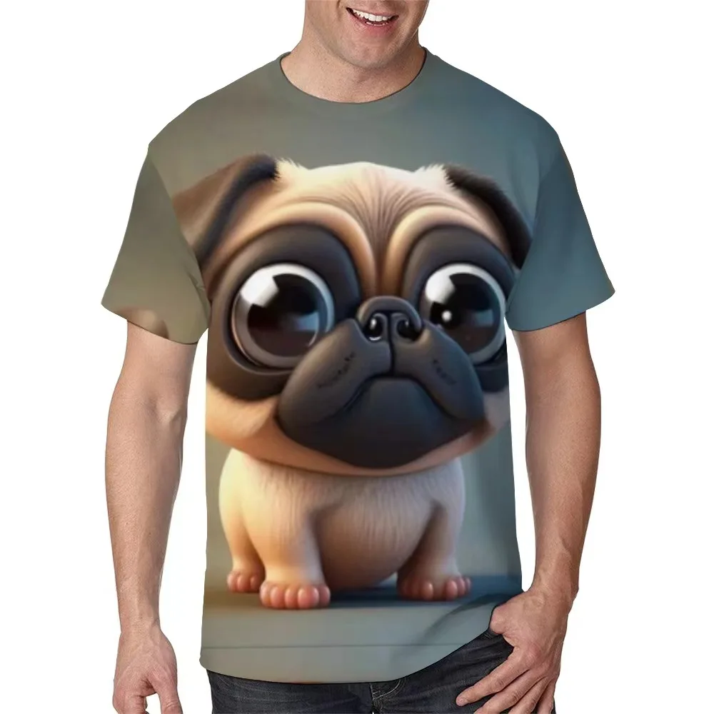 

2025 trendy fashion casual 3D digital printing fun loose round neck versatile short sleeved casual T-shirt for men