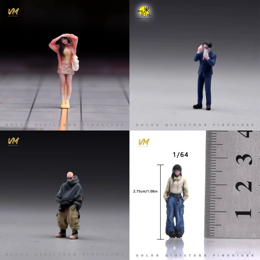 Figurine miniature à l'échelle 1/64, tenue professionnelle cool pour jeune homme et femme, impression 3D, mini poupée pour décoration et affichage de modèle de voiture