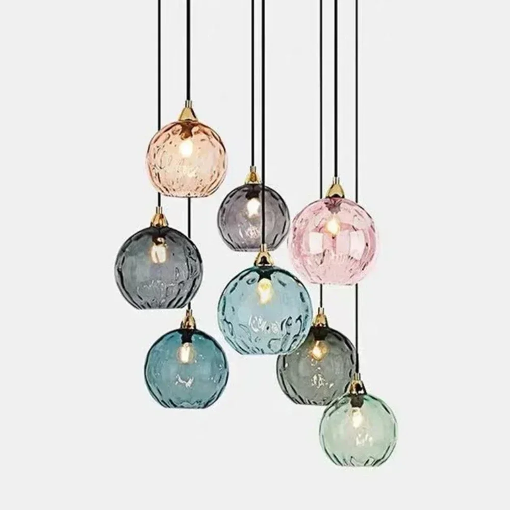 Colorful Modern Glass Chandelier Led Pendant Light for Living Room Classical Glass Hanging Lamp Fixture Nordic ChandelierLustre