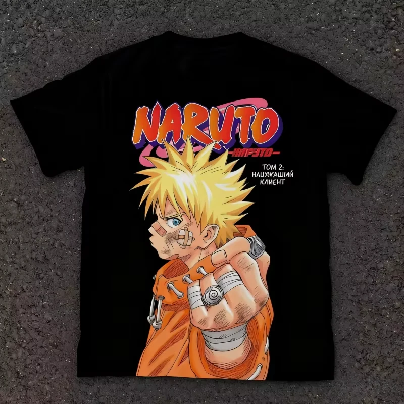 Naruto Manga Retro Cover Naruto Print Pure Cotton Short Sleeved Top with Diverse Styles Suitable for Both Men Women 2026 Summer