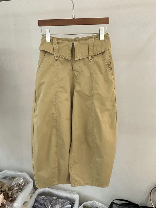 

Loose Women's Casual Pants High Waist Buttoned Waist Design Summer 2026 Korean Style Lantern Wide Leg Pants Versatile