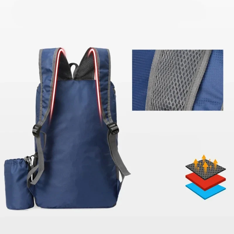 حقيبة ظهر محمولة خفيفة للغاية للاستخدام الخارجي قابلة للطي للتخزين مقاومة للماء للرجال والنساء للمشي لمسافات طويلة وركوب الدراجات والتخييم حقيبة رياضية