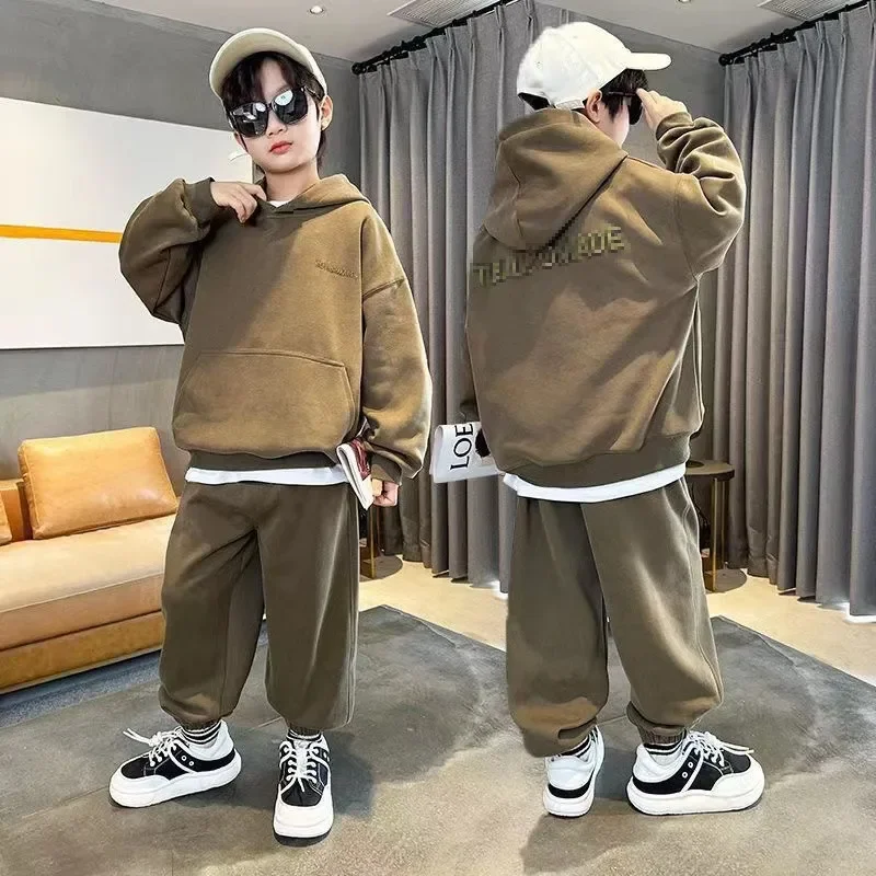 

Autumn Children Boy Clothes Set Letter Printed Sweatshirts Pullover Top and Pants 2 Pieces Suit Teenage Girls Hoodies Tracksuits