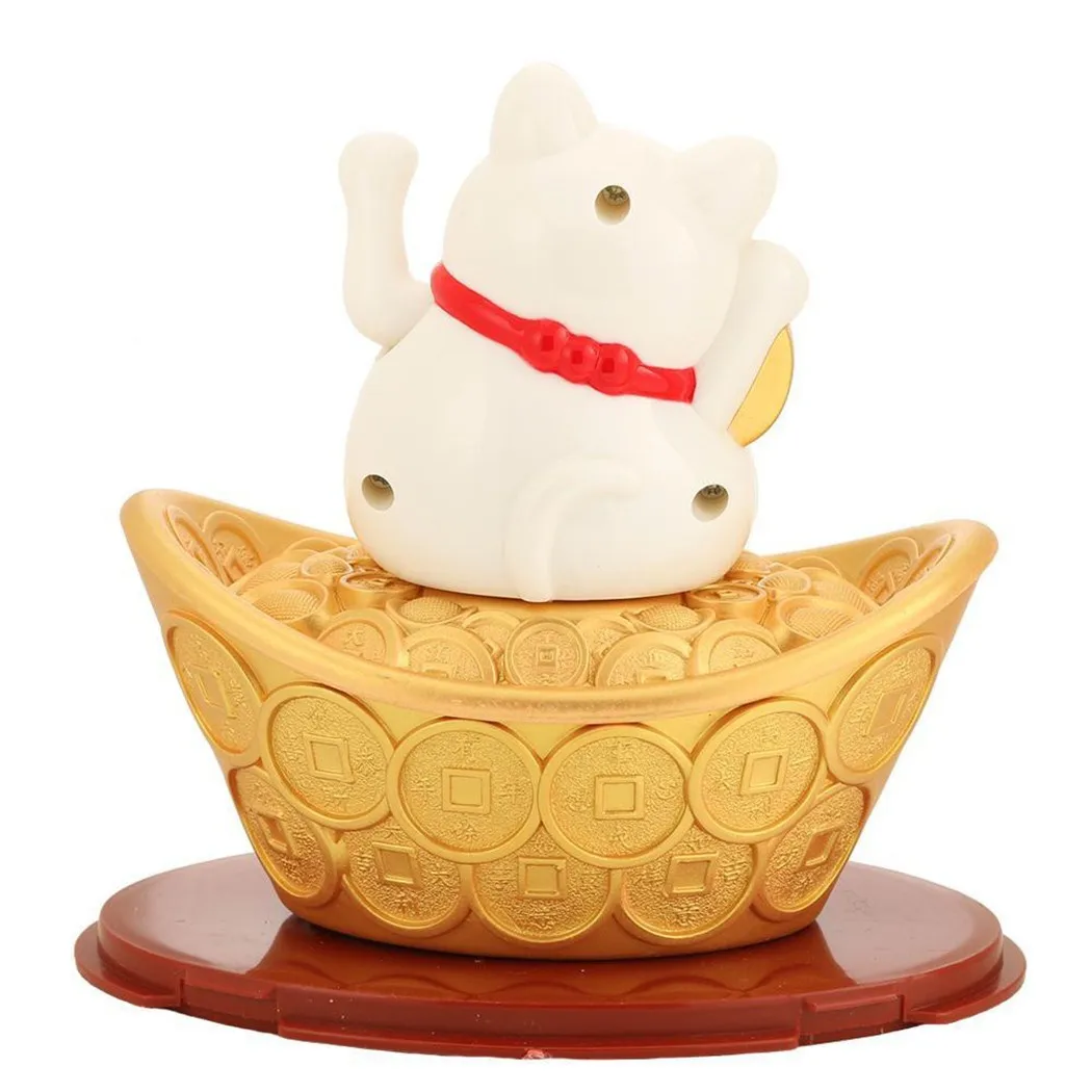 Brand New Duable.particular High Quality Lucky Cat Gold Ingot Hotel Plastic Shop Fortune New Year Solar Waving Wealth