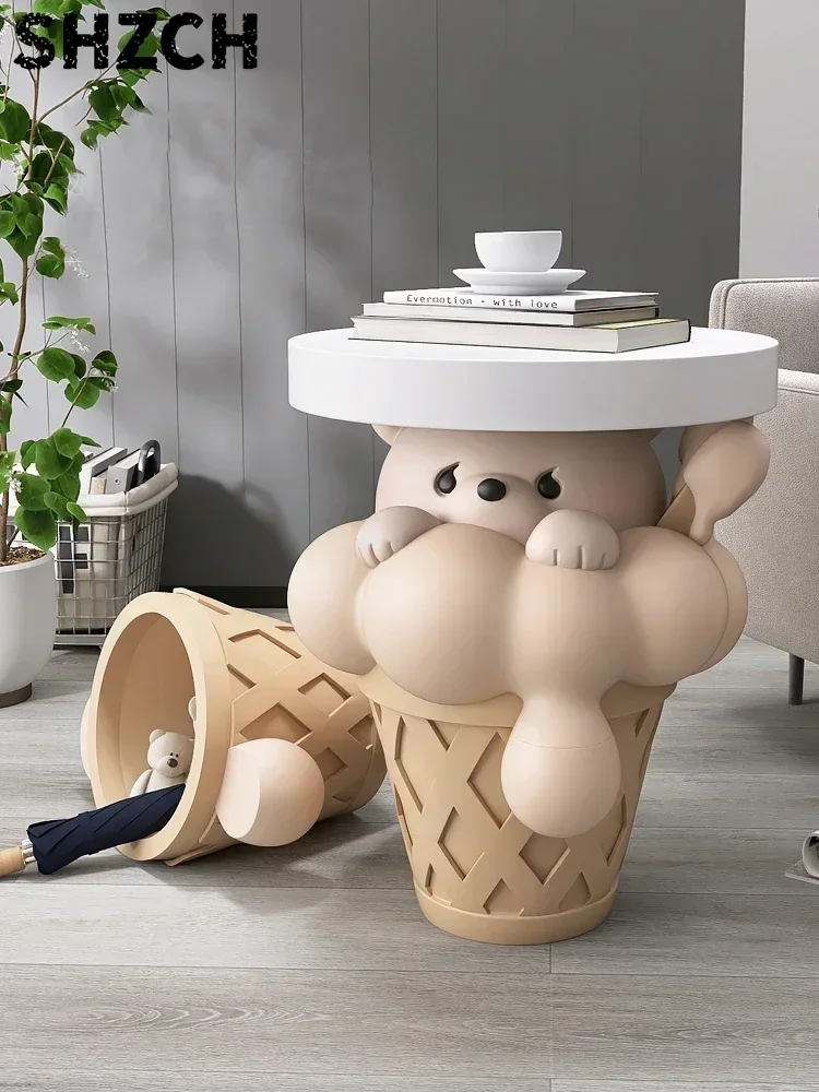Home Decor Ice Cream Bear Statue Floor Ornament Tray Sofa Living Room Storage Coffee Boxes Table Housewarming Gifts