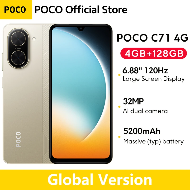 Смартфон Poco C71, 3/64ГБ и 4/128ГБ, глобальная версия — фото товара