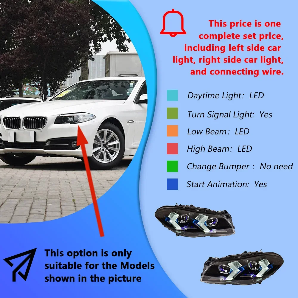 Voor Bmw F10 F11 F18 525I 530I 535Li 2010-2017 Led Auto Koplampen Montage Upgrade Bmw G30 G38 Stijl projector Lens Accessoires - afbeelding 1