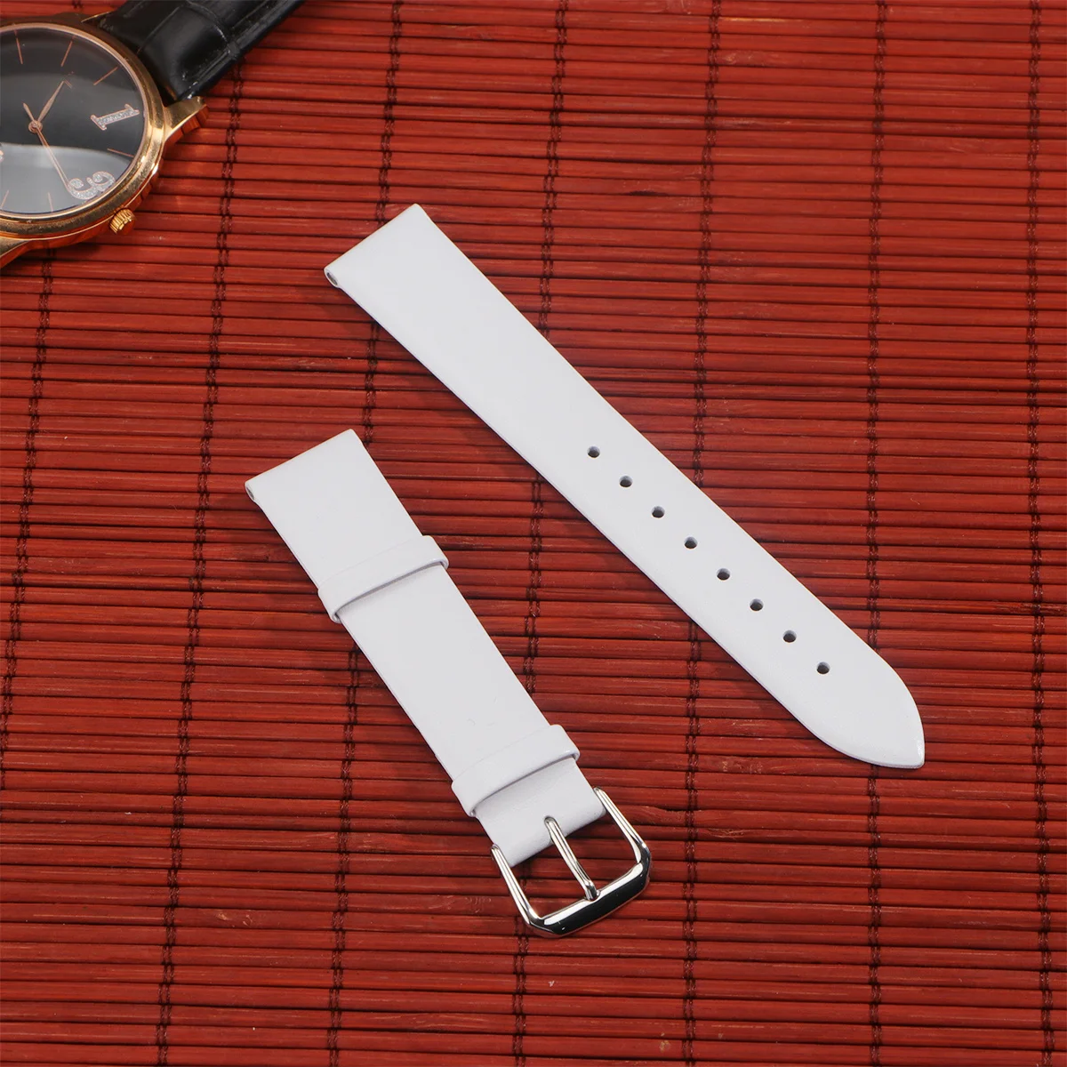

Ultrathin Tabby Cattlehide Watch Band Quick Release Durable Adjustable Classic White 18mm