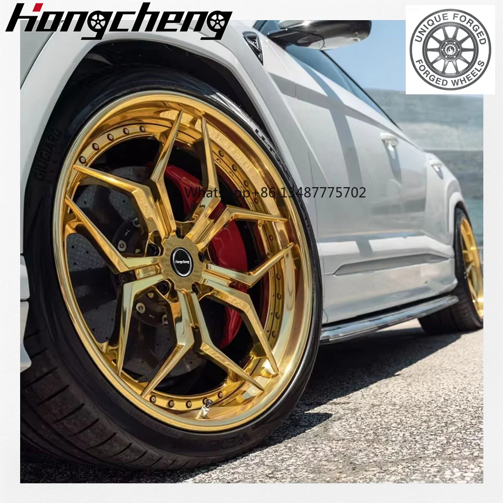 New style New Deep Dish Polished Bronze Finish Two Piece Forged Aluminum Alloy Wheels 17 18 19 20 21 22 24 Inch Mesh Design For