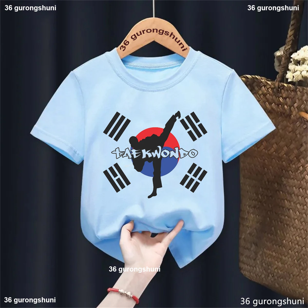 Newly Boys Tshirt Taekwondo Fighter Korean Martial Art Kick And Punch Graphic Print T-Shirt Kids Summer Toddler Tshirt Tops