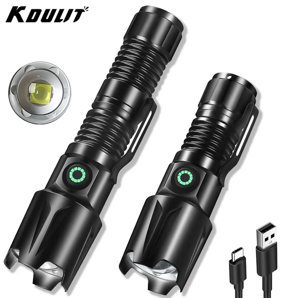 

KDULIT XHP50 новый ультра яркий фонарик, перезаряжаемый миниатюрный тактический фонарь с 5 режимами освещения для кемпинга, рыбалки