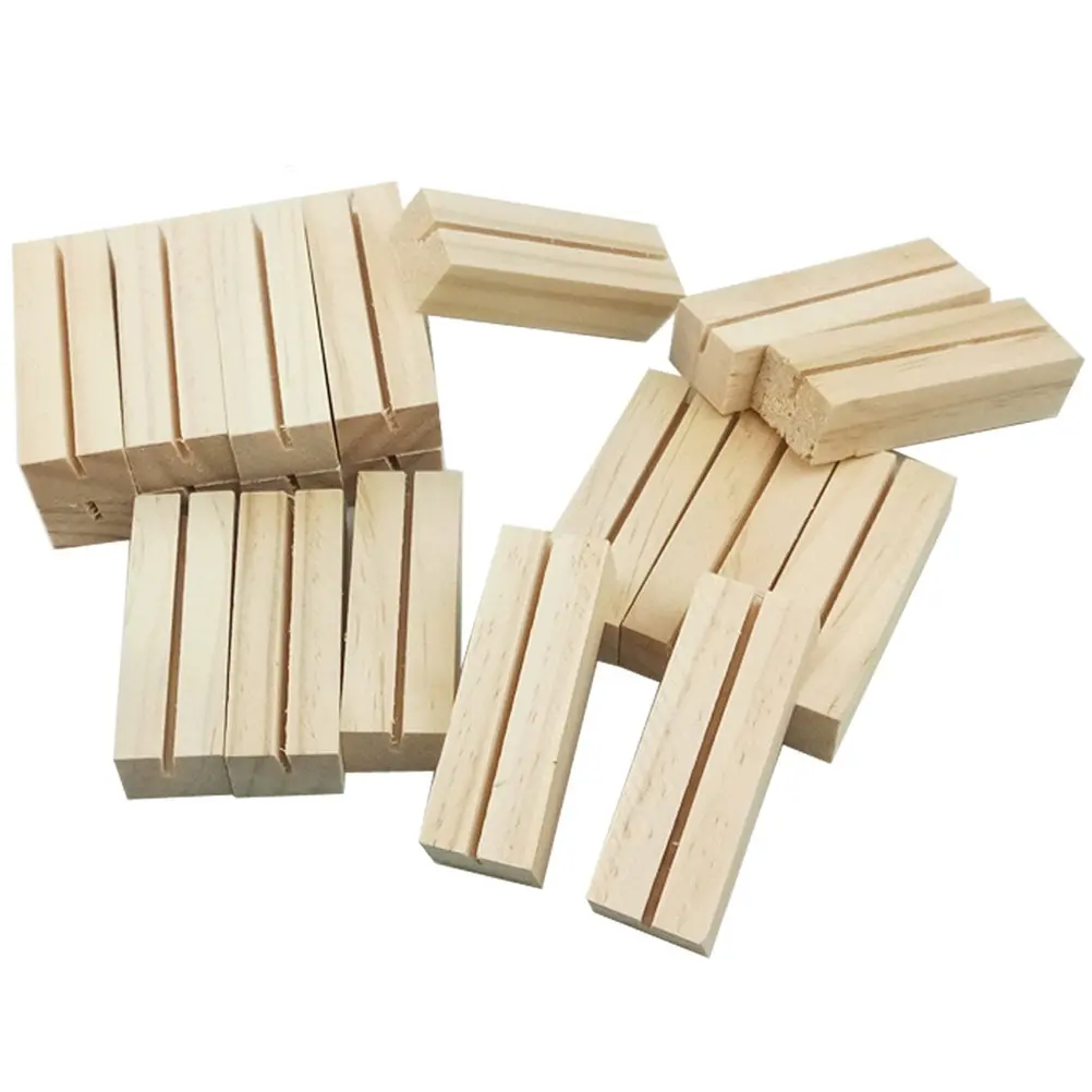 20Pcs Wooden Photo Display Stand Business Card Holder Desk Table Number Memo Clip for Office Wedding Restaurant
