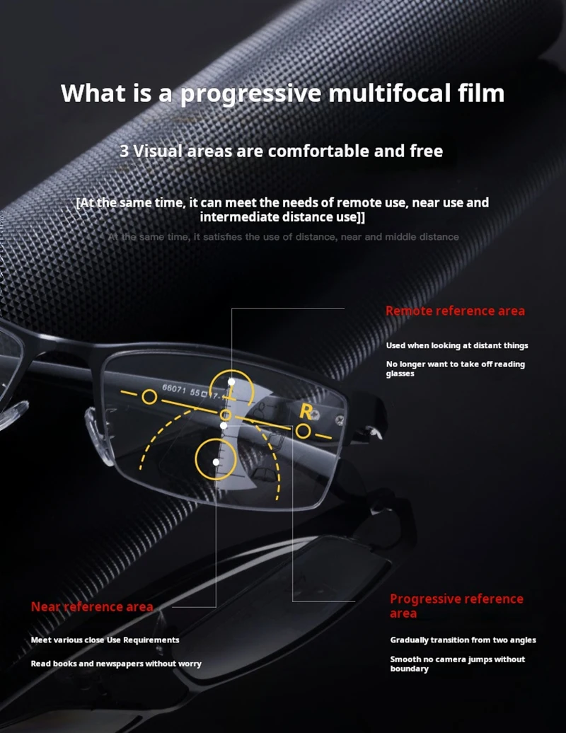 Progressive Multifocal Reading Glasses Men Women Half Frame Business Photochromic Glasses Anti-blue Light Eyeglasses